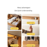 Oak solid wood Multifunctional storage bed with LED light<