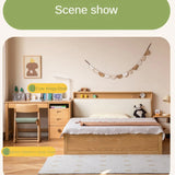 Oak solid wood Multifunctional storage bed with LED light<