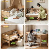 Poplar solid wood children's with guardrail spliced bed.