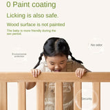 Poplar solid wood children's with guardrail spliced bed.