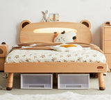 Oak solid wood children's bed with light<