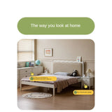 Rubber Wood Children's Bed with organic leather Cream Style.