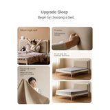 Rubber Wood Children's Bed with organic leather Cream Style.