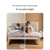 Rubber Wood Children's Bed with organic leather Cream Style.