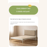 Rubber Wood Children's Bed with organic leather Cream Style.