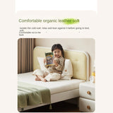 Rubber Solid Wood Children's White Cream Style Montessori Platform Bed.