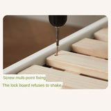 Rubber Solid Wood Children's White Cream Style Montessori Platform Bed.