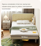 Rubber Solid Wood Children's White Cream Style Montessori Platform Bed.