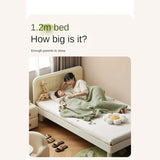 Rubber Solid Wood Children's White Cream Style Montessori Platform Bed.