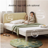 Rubber Solid Wood Children's White Cream Style Montessori Platform Bed.