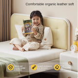 Rubber Solid Wood Children's White Cream Style Montessori Platform Bed.