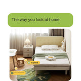 Rubber Solid Wood Children's White Cream Style Montessori Platform Bed.