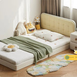 Rubber Solid Wood Children's White Cream Style Montessori Platform Bed.