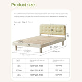 Rubber Solid Wood Children's White Cream Style Montessori Platform Bed.