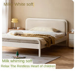 Rubber Wood White Cream Style Children's Soft Bed.