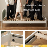 Rubber Wood White Cream Style Children's Soft Bed.