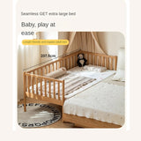 Beech solid wood children's bed with guardrails spliced bed<