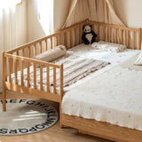 Beech solid wood children's bed with guardrails spliced bed<