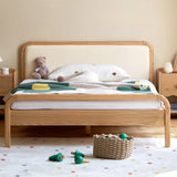 Oak solid wood children's bed with organic leather<