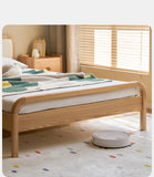 Oak solid wood children's bed with organic leather<