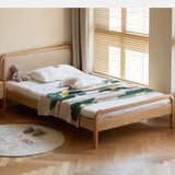 Oak solid wood children's bed with organic leather<