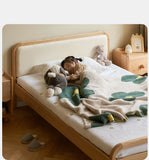 Oak solid wood children's bed with organic leather<