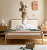Oak solid wood children's bed with organic leather<