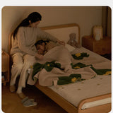 Oak solid wood children's bed with organic leather<