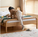 Oak solid wood children's bed with organic leather<