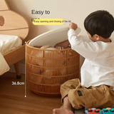 Rubber Solid Wood Cream Style Children's Toy Storage Basket