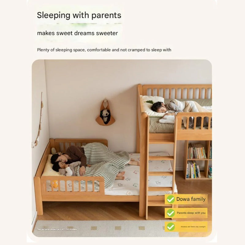 Beech solid wood children's bunk bed.