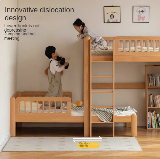 Beech solid wood children's bunk bed.