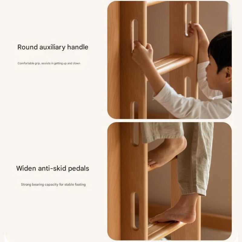 Beech solid wood children's bunk bed.