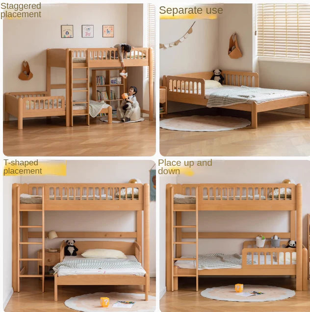 Beech solid wood children's bunk bed.