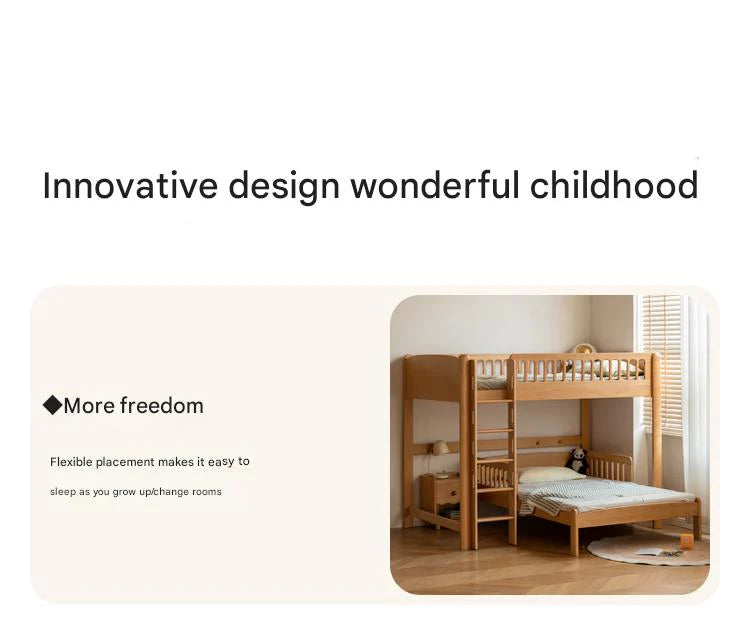 Beech solid wood children's bunk bed.