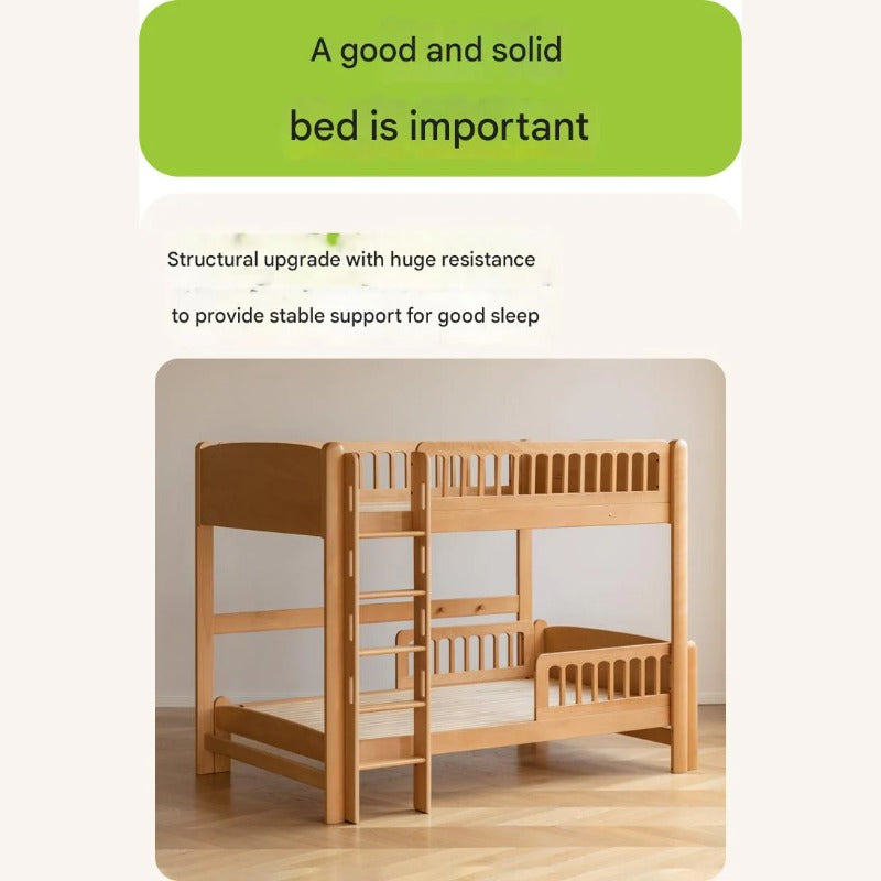 Beech solid wood children's bunk bed.