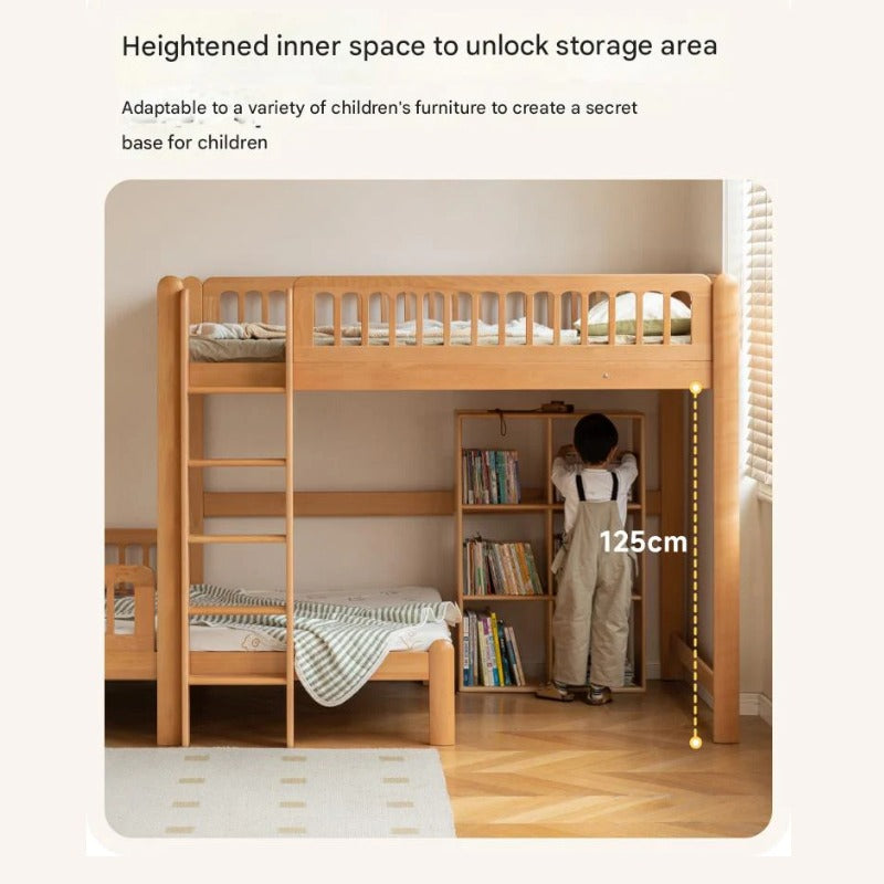 Beech solid wood children's bunk bed.