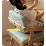 Oak Solid Wood Adjustable Height Kids Soft Chair.