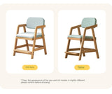 Oak Solid Wood Adjustable Height Kids Soft Chair.