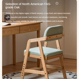 Oak Solid Wood Adjustable Height Kids Soft Chair.