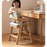 Oak Solid Wood Adjustable Height Kids Soft Chair.