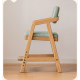 Oak Solid Wood Adjustable Height Kids Soft Chair.