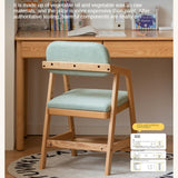 Oak Solid Wood Adjustable Height Kids Soft Chair.