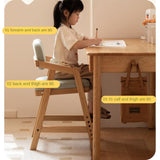 Oak Solid Wood Adjustable Height Kids Soft Chair.