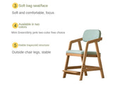 Oak Solid Wood Adjustable Height Kids Soft Chair.