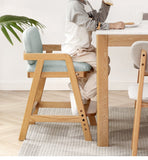 Oak Solid Wood Adjustable Height Kids Soft Chair.