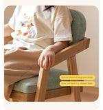 Oak Solid Wood Adjustable Height Kids Soft Chair.