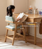 Oak Solid Wood Adjustable Height Kids Soft Chair.