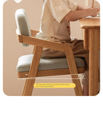 Oak Solid Wood Adjustable Height Kids Soft Chair.
