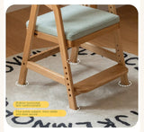 Oak Solid Wood Adjustable Height Kids Soft Chair.